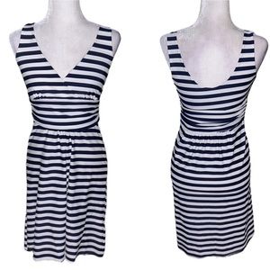 Jude Connally Brittany Navy Blue & White Nautical Stripe Faux Wrap Dress - XS
